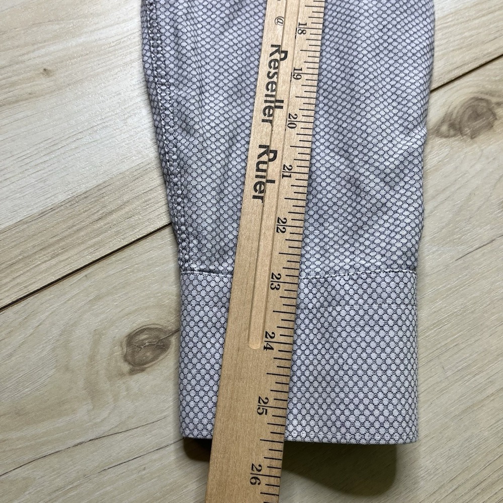 Maceoo Paris Button Up Geometric Micro Print Shirt Blue Men's Size 5/XL Italy - Picture 9 of 14